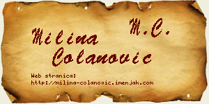 Milina Čolanović vizit kartica